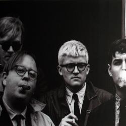 Andy Warhol, David Hockney, Henry Geldzahler and Jeff Goodman from the “Out of the 60s” series